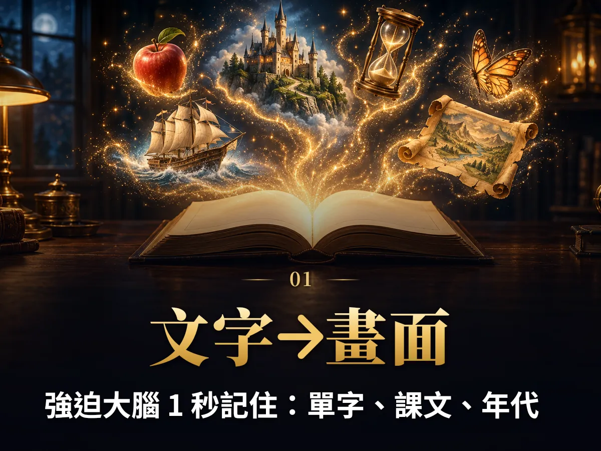 文字→畫面：強迫大腦 1 秒記住：單字、課文、年代